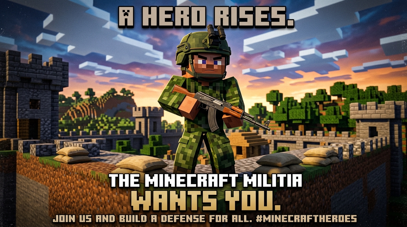 Боец Стив с АК-47 в Minecraft